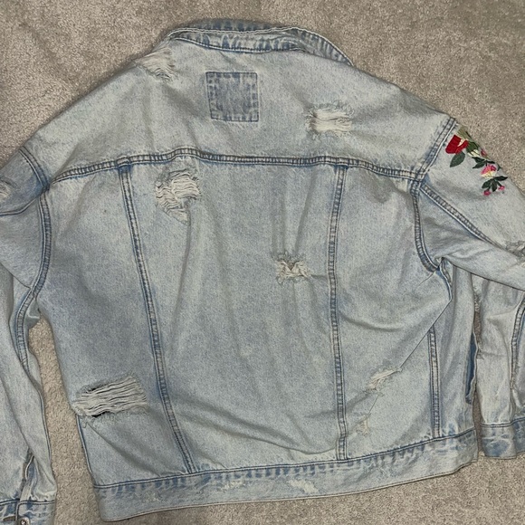 ZARA Light Blue Embroidered Oversized Denim Jacket Man Authentic M L 3442/404 - Picture 4 of 4